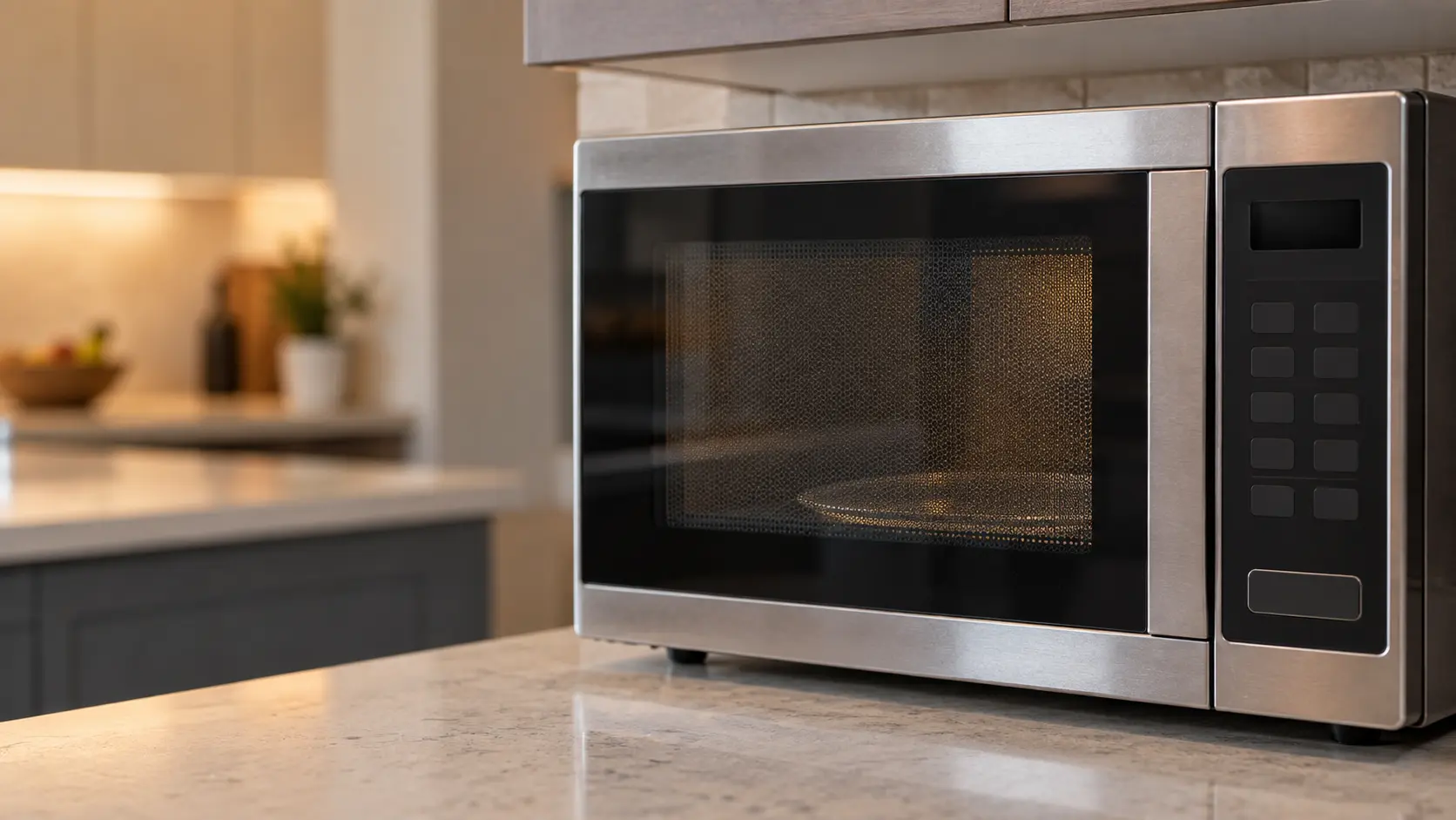 The control strip of a microwave seen close.